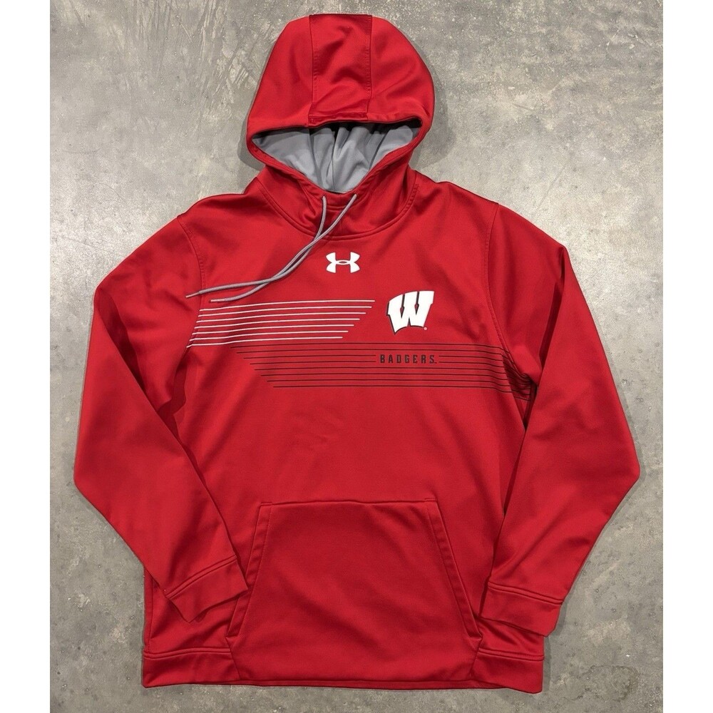 Wisconsin Badgers Hoodie Mens XL NCAA Pullover Sweatshirt Under Armour Red